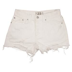 We The Free Distressed White Denim Cutoff Shorts Size 25 Button Fly